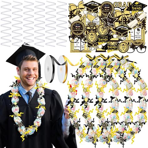 Amazon.com: 60 Set 2025 Graduation Candy Lei Making Kit DIY Lei Netting Tubing Includes 5 ft ...