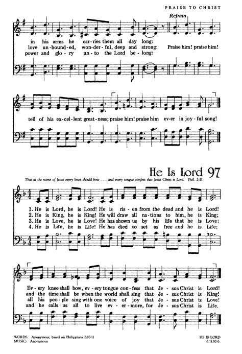 He Is Lord Hymn Lyrics at Jody Featherston blog