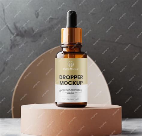 Premium PSD | Amber dropper bottle mockup design