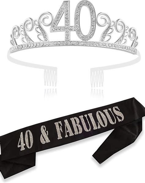 40th Birthday Gifts for Women, 40th Birthday Tiara and Sash, 40th ...