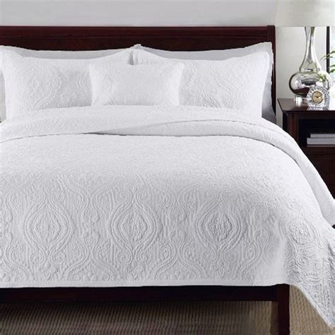 Luxury Quilted 100% Cotton Coverlet / Bedspread Set King / Super King ...