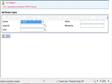 Error - Age Parameters not maintained in CSSPM for this Policy while ...