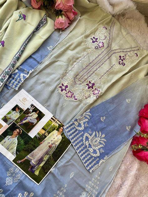 ZIAAZ DESIGNS CODE NO - 889 CAMBRIC COTTON CHIKANKARI SHADED HEAVY ...