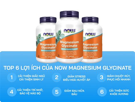 NOW Magnesium Glycinate 200mg (180 viên)– Thế Giới Whey