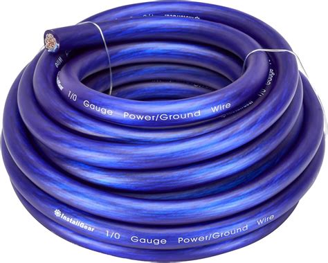 InstallGear 1/0 Gauge AWG CCA Power Ground Wire Cable (25ft Blue) True ...