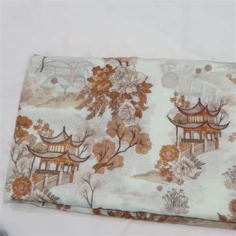 Premium Off White colour Mal Chanderi silk printed fabric Fabric for ...