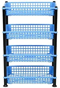 ARISTO Multipurpose Plastic Floor Mount Tiered Shelf Storage Rack 4 ...