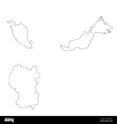 Vector map Malaysia and Kuala Lumpur. Country and capital. Isolated vector Illustration. Outline ...