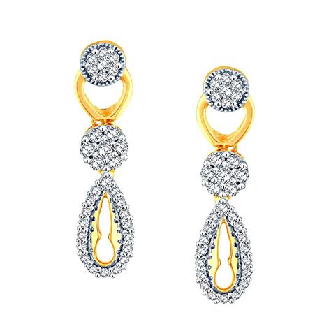 Buy Nirvana 18KT Yellow Gold and Diamond Drop Earrings for Women at ...
