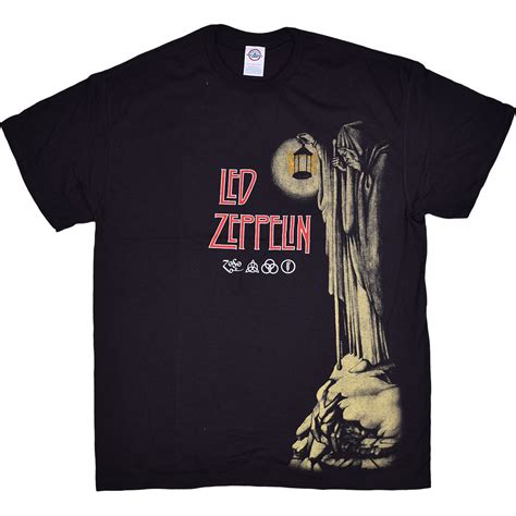 Led Zeppelin Hermit Black T-Shirt Tee Liquid Blue