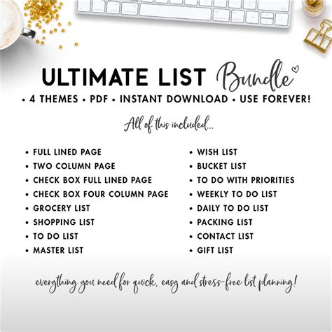 Image result for Printable List