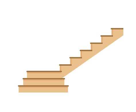 Cartoon isolated wooden and stone stairs, wood staircase and stairway ...