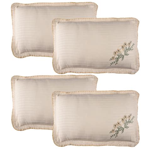 Kuber Industries Cotton Pillow Cover Set - 4 Piece Lining Embroidery ...
