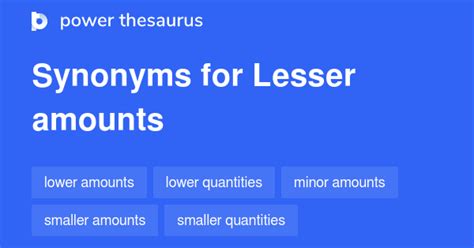 LESSER AMOUNTS Synonyms: 68 Similar Words & Phrases
