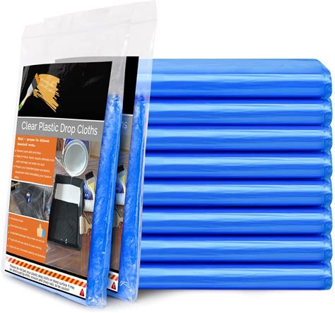 LOOBANI 10 Piece Blue Painter Plastic Drop Cloths India | Ubuy