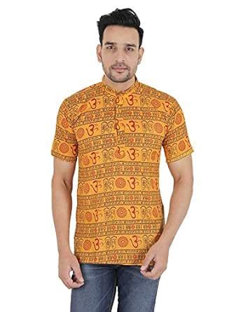 Buy PK MART Om Printed Yellow Kurta for Men and Women's Unisex ...