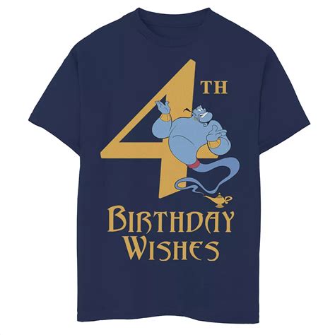 Disney's Aladdin Boys 6-20 Genie 4th Birthday Wishes Graphic Tee