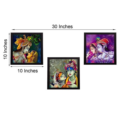 Set Of 3 Radha Krishna Satin Matt Texture UV Art Painting - eCraftIndia ...