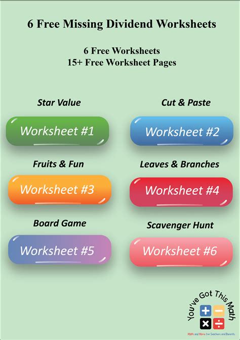 Missing Dividend | Math Game | Free Printable Worksheet