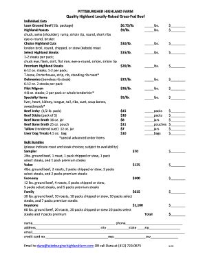 Image result for Beef Processing Order Form