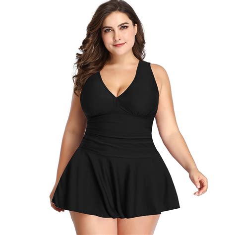 Plus Size Swimsuit for Women, Tummy Control Swimdress Two-Piece ...
