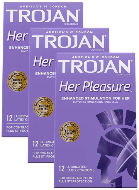 Amazon.com: Trojan Her Pleasure Sensations Lubricated Condoms - 12 ...