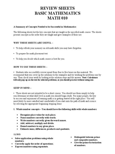 Image result for Basic Math Review