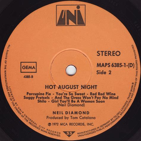 Neil Diamond - Hot August Night (Vinyl) (2 LP) | MusicCircle