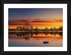 Decoratus® A Boat,Sailor and the Sunset, Wall Décor Frame (Matt ...