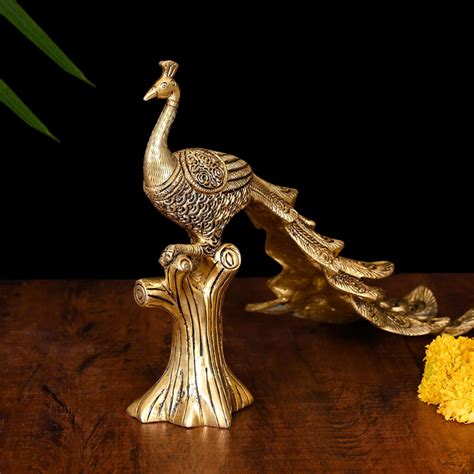 Brass Peacock Figurine (8.5 Inch) – Velan Store