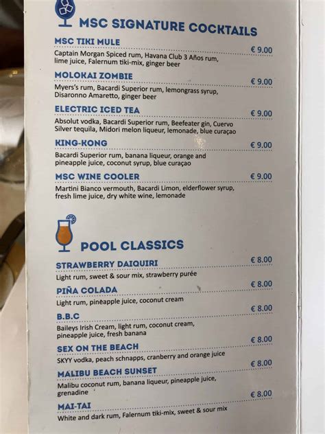 MSC drink packages and menus the ultimate guide 2024 - Cruising With Kids
