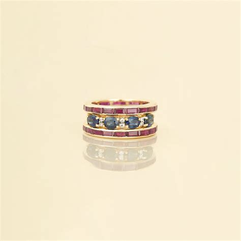 Jessica Gold Diamond Blue Sapphire and Ruby Stackable Ring Set – Moi ...