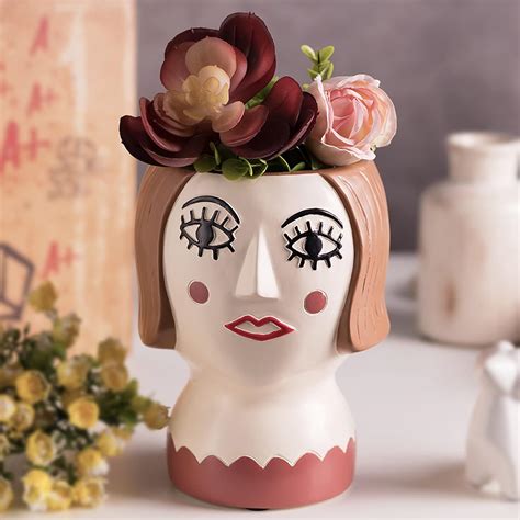 Buy Beauty Face Planters Pots with Drainage Hole - Head Planters for ...