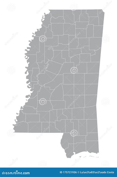Mississippi State Counties Map Stock Illustration - Illustration of ...