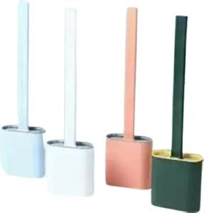 BIZOLO Toilet Brush With Slim Holder Flex No-Slip Long Handle Soft ...
