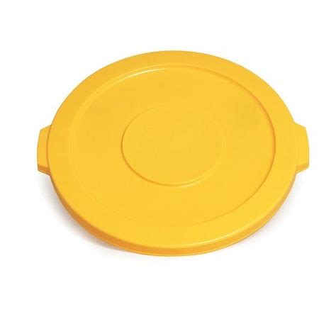 Rubbermaid Commercial 20 gal Flat Lid, 20 in W/Dia, Yellow, Resin, 0 ...