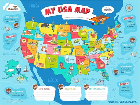 FlyingKids USA map Poster for Kids. Educational, India | Ubuy