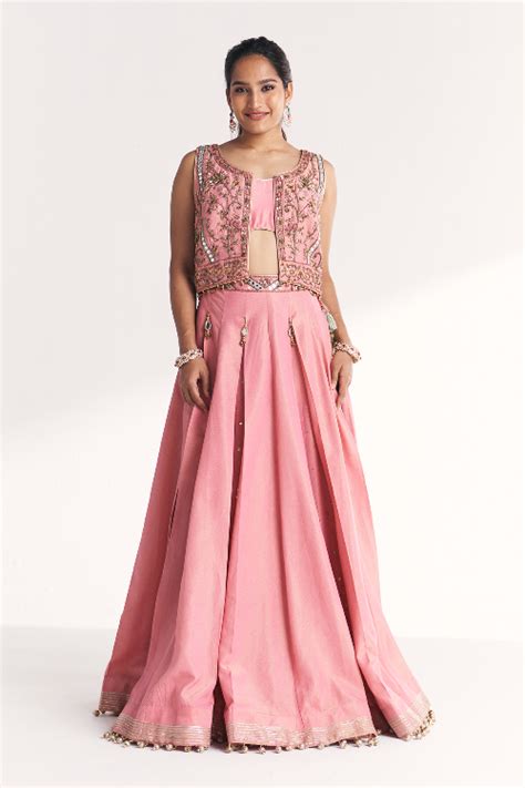 Shop Kimaya Pink Lehenga Set with Hand Embroidery & Tassels