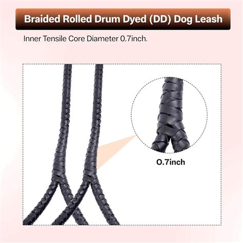 Adil’S Braided Rolled Drum Dyed Leather Dog Leash with 360 Degree Rota ...