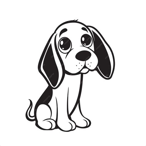 Black and White Beagle dog is sitting vector illustration | Premium AI ...
