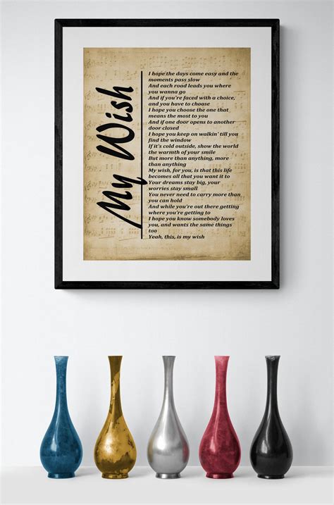 Rascal Flatts 'my Wish' Lyrics Sheet Music Art Print - Etsy