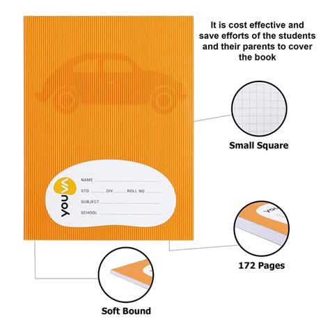 Youva Small Square Ruled Notebook - 24*18cm - 172 Pages