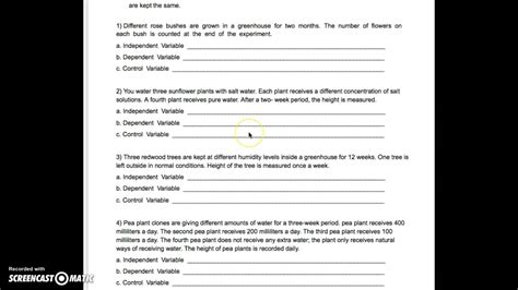 Image result for Identifying Variables Worksheet Answers