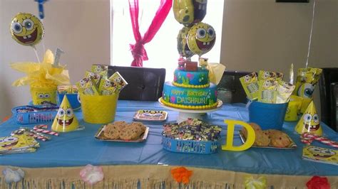 Spongebob table | Birthday parties, Birthday party, Cake