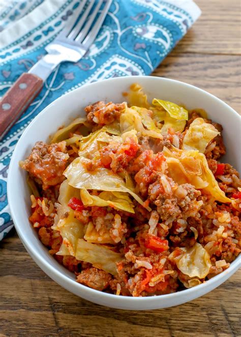 Layered Cabbage Roll Casserole - Barefeet in the Kitchen