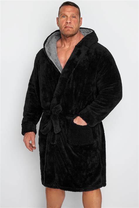 Mens Hooded Dressing Gown Black at James Schofield blog