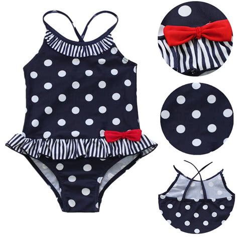 Alvivi Girls One-piece Polka Dots Swimsuit Black Jumpsuit Swimwear 1-7 ...