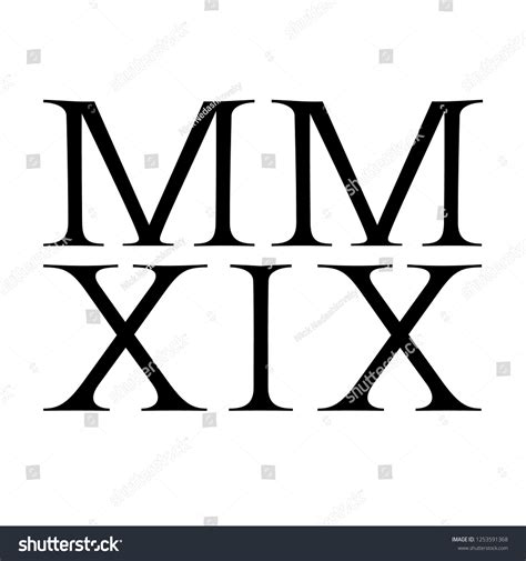 Roman Numerals 2019 Mmxix Thin Serifs Stock Vector (Royalty Free ...