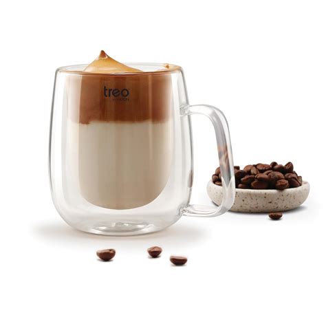 Buy Treo by Milton Double Wall Glass Coffee Cups, 260 ml, Double Layer ...