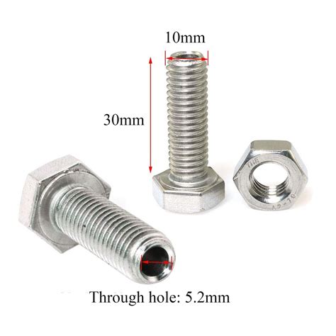 Buy PZRT 2pcs Cylindrical Hollow External Hexagon Screw 304 Stainless ...